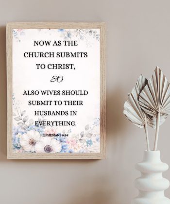 Christian Framed Canvas Bedroom Wall Art – Ephesian 5:24Scripture Canvas | Marriage Bible Verse Print | Faith-Based Couple Gift | Neutral Aesthetic Christian Decor