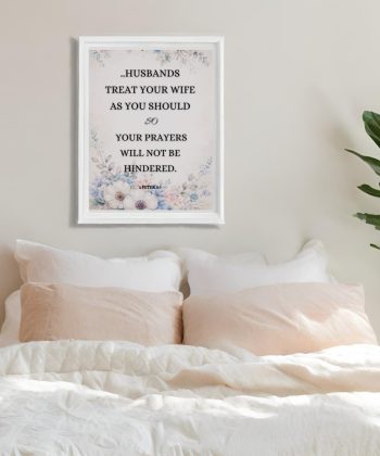 Christian Framed Canvas Bedroom Wall Art – 1 Peter 3:7 Scripture Canvas | Marriage Bible Verse Print | Faith-Based Couple Gift | Neutral Aesthetic Christian Decor