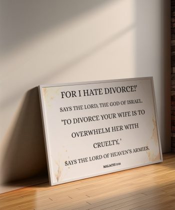 Christian Framed Canvas Bedroom Wall Art – Malachi 2:16 Scripture Canvas | Marriage Bible Verse Print | Faith-Based Couple Gift | Neutral Aesthetic Christian Decor