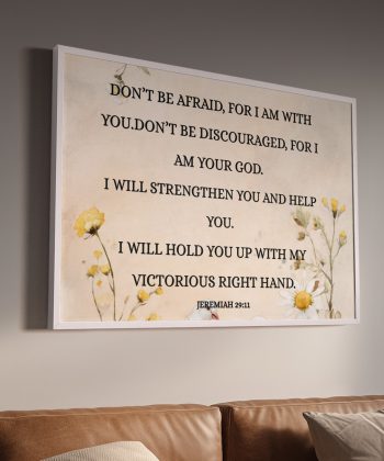 Christian Framed Canvas Wall Art Living Room Decor – Bible Verse Book of Jeremiah 29:11 Print – “Don't be afraid, am with you..” – Floral Scripture Canvas, Faith Home Decor, Inspirational Religious Wall Art