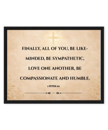 Framed canvas Christian Wall Art Print | Christian Canvas Print for Church Wall Decor | Scripture Art on our Faith, Humility & Love | Minimalist Religious Wall Art Print