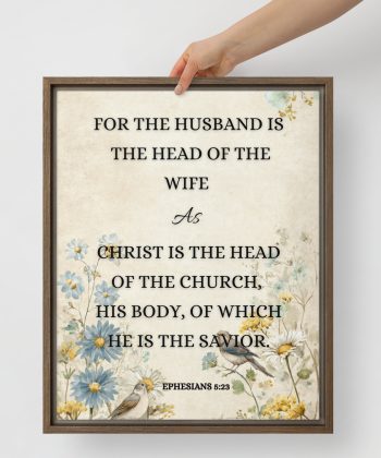 Christian Framed Canvas Bedroom Wall Art – Ephesians 5:23 Scripture Canvas | Marriage Bible Verse Print | Faith-Based Couple Gift | Neutral Aesthetic Christian Decor