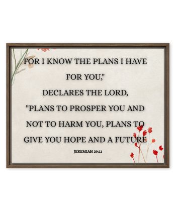 Christian Framed Canvas Wall Art Living Room Decor – Bible Verse Book of Jeremiah 29:11 Print – “I Have plans for you..” – Floral Scripture Canvas, Faith Home Decor, Inspirational Religious Wall Art