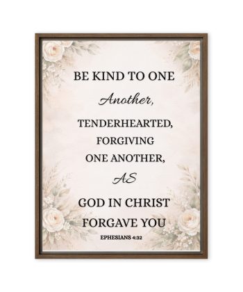 Christian Framed Canvas Bedroom Wall Art – Ephesian 4:32 Scripture Canvas | Marriage Bible Verse Print | Faith-Based Couple Gift | Neutral Aesthetic Christian Decor