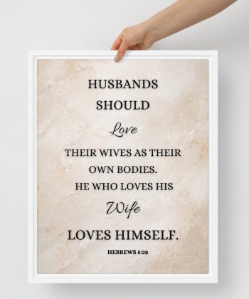 Christian Framed Canvas Bedroom Wall Art – Hebrews 5:28 Scripture Canvas | Marriage Bible Verse Print | Faith-Based Couple Gift | Neutral Aesthetic Christian Decor