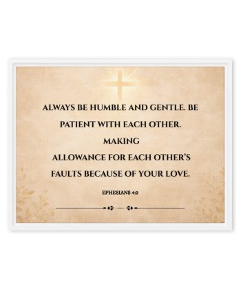 Framed canvas Christian Wall Art Print | Christian Canvas Print for Church Wall Decor | Scripture Art on our Faith, Humility & Love | Minimalist Religious Wall Art Print